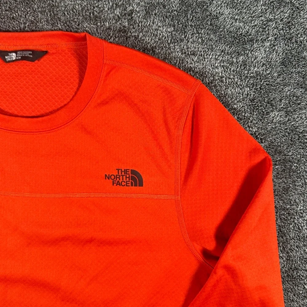 The North Face Shirt Mens M FlashDry Long Sleeve Orange Performance Hiking Top